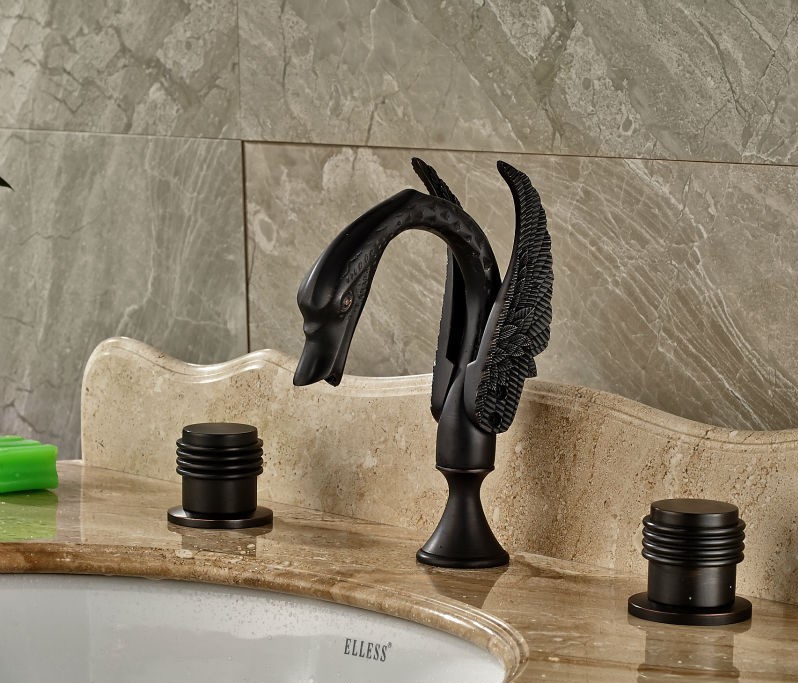 Savona Oil Rubbed Bronze Dual Handle Swan Shaped Bathroom Faucet
